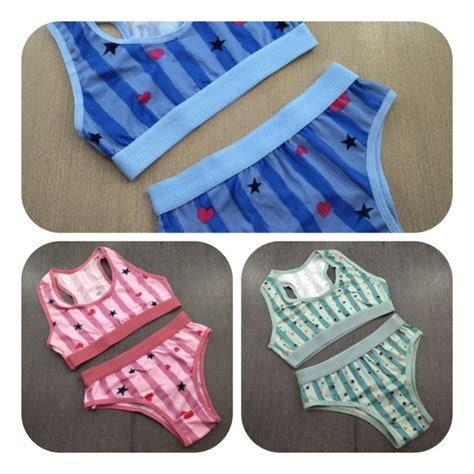Kit Conjuntos Menina Moça Lingerie Juvenil Lingerie Infantil Top Nadador Sutiã e Calcinha