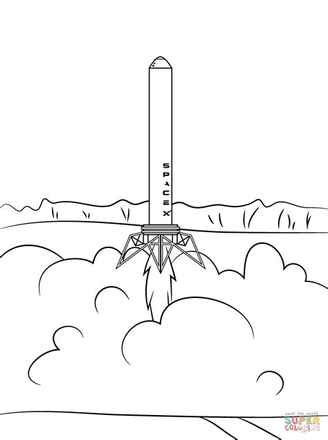 Spacex Falcon 9 First Stage Landing Coloring Page Free Printable