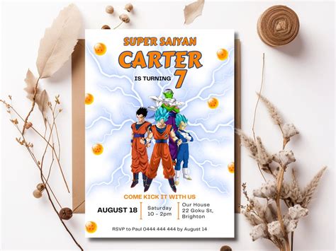 Dragon Ball Z Birthday Invitation Editable Template Digital Printable