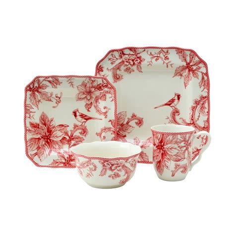 222 Fifth Christmas Lane Red 16 Piece Dinnerware Set - Walmart.com ...