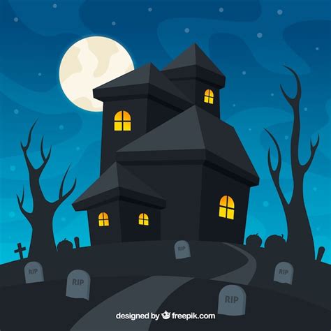 Free Vector | House background in the cemetery