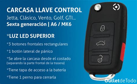 OUTLETDETODO Carcasa Compatible Para Llave Control Jetta Clasico