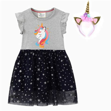 Vestido De Verano Para Niñas Ropa Con Estampado De Unicornio De Dibujos Animados Para Niños