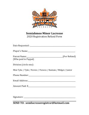 Fillable Online Semiahmoo Minor Lacrosse 2021 Registration Refund