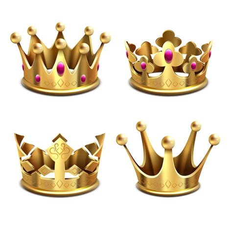 Premium Vector Gold 3d Crown Vector Set