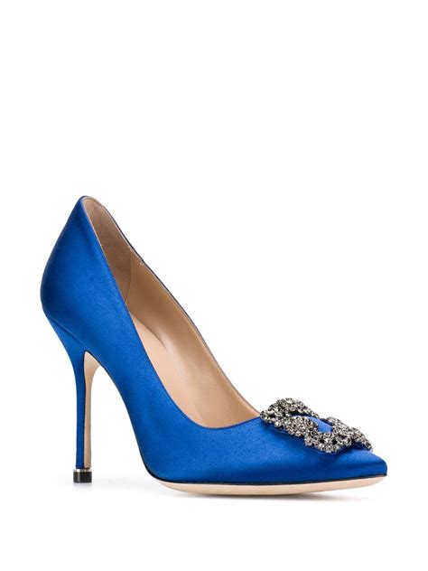 Manolo Blahnik Hangisi 105mm Jewel Buckle Pumps Blue FARFETCH