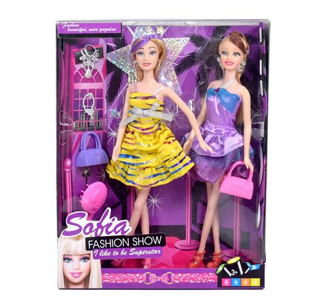 Beautiful Pair of Sofia Barbie Dolls in party dress with Bags