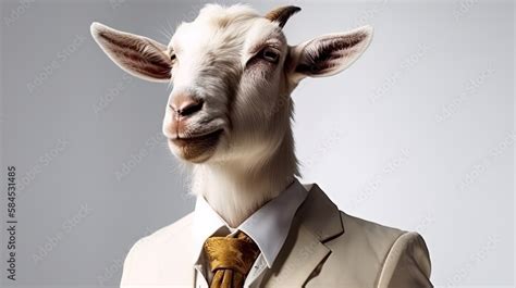 Goat In Suit Studio Shot Of A Goat In Business Clothes Mixing