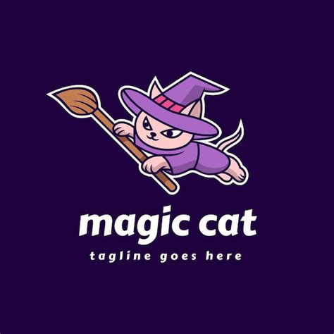 Premium Vector Vector Logo Illustration Magic Cat Mascot Cartoon Style