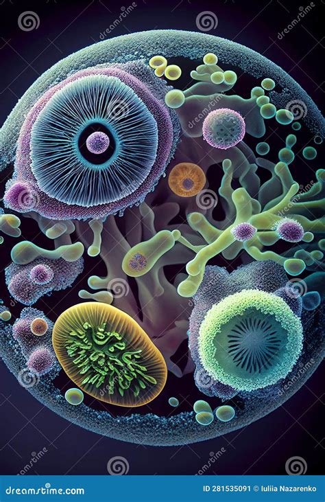 Microbes Under A Microscope AI Generated Stock Illustration