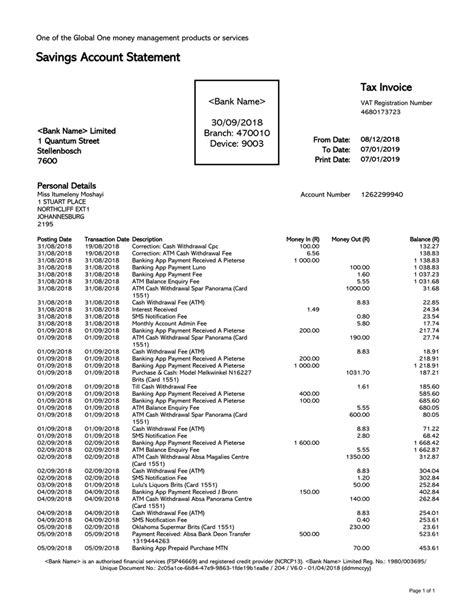 24 Free Personal Bank Statement Templates Word Excel