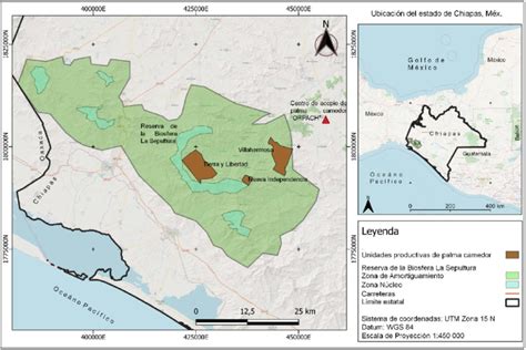 Ubicación de la Reserva de la Biosfera La Sepultura y las unidades de