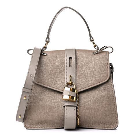 CHLOE Grained Calfskin Medium Aby Day Shoulder Bag Motty Grey 1171136