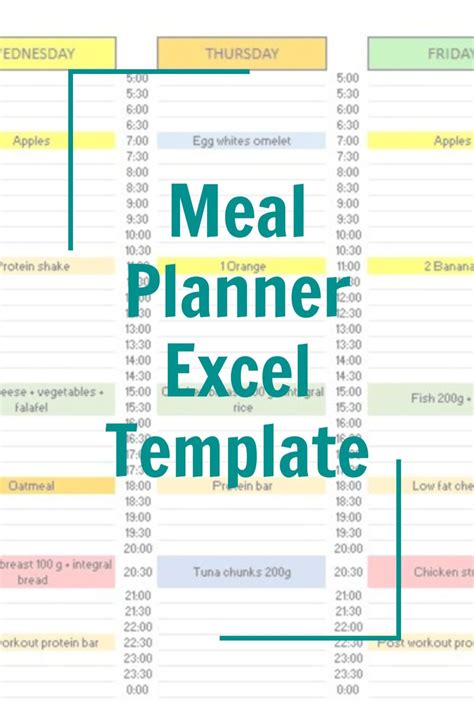 Simple and customizable weekly meal schedule planner - Excel template ...