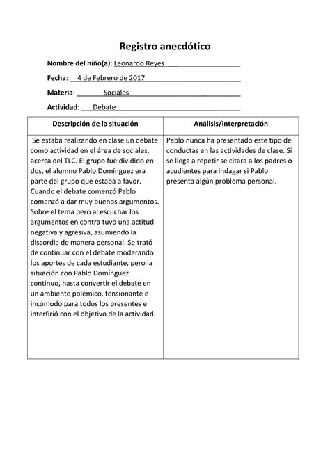 Registro Anecd Tico Y Registro Descriptivo Pdf