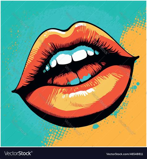 Lips Pop Art Sensual Mouth Fashion Poster Modern Vector Image