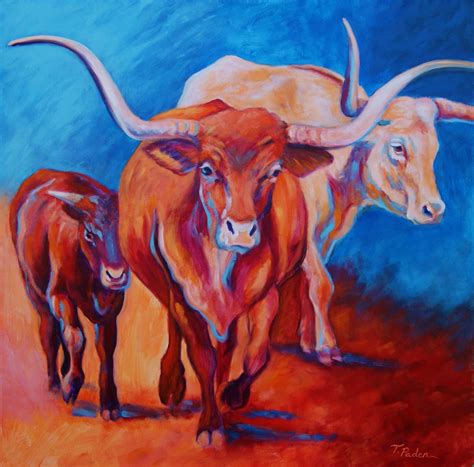 California Artwork: Southwestern Abstract Art, Longhorn Cow Painting by ...