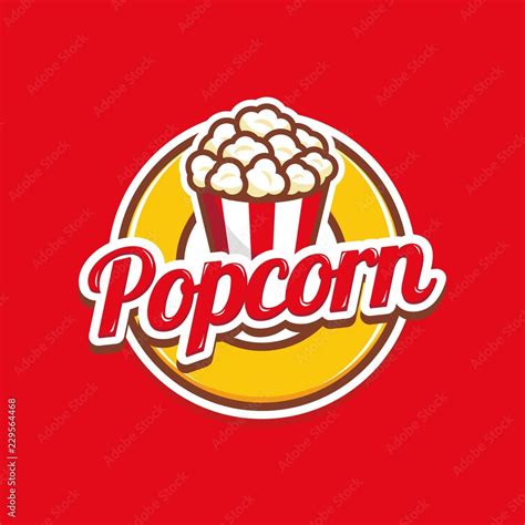 Popcorn Logo Badge With Illustration Of Popcorn In Bucket Stock Vector