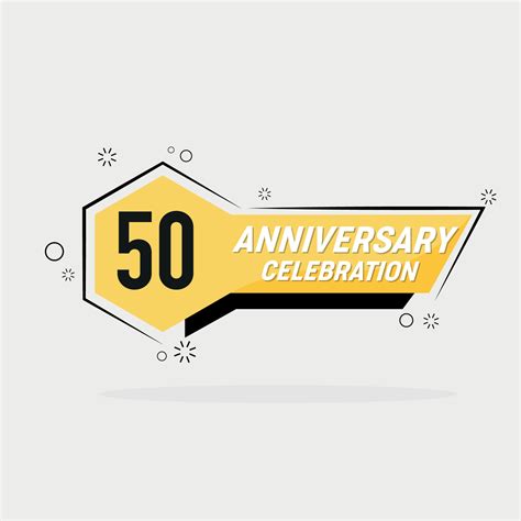 50 years anniversary logo vector design with yellow geometric shape ...