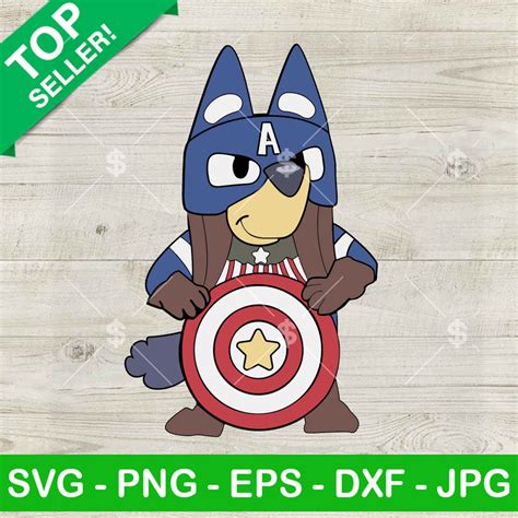 Bluey Captain America Svg Captain America Superhero Svg Bluey Dog