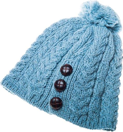 Aran Woollen Mills Aran Buttoned Hat Teal Blue Clothing Caps Hats At