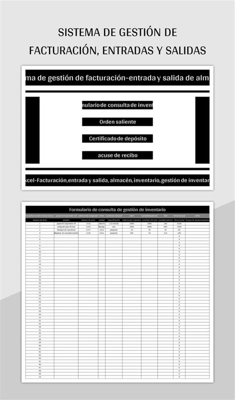 Plantilla de Excel Sistema De Gestión De Facturación Entradas Y