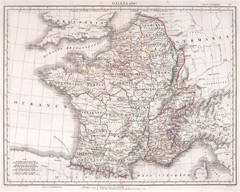 Historic Map France Europe Gallia 1816 Atlas Universal Vintag