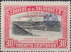 Stamp Cuscatlán Bridge overprint El Salvador Cuscatlán Bridge Mi SV