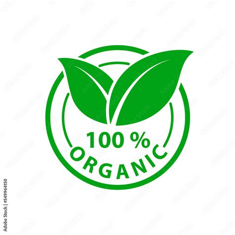 100 Organic Vector Logo Green Color Isolated On White Background