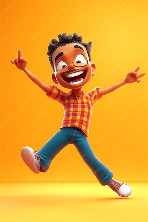 Energetic 3d Cartoon Character Dancing Joyfully Premium Ai Generated