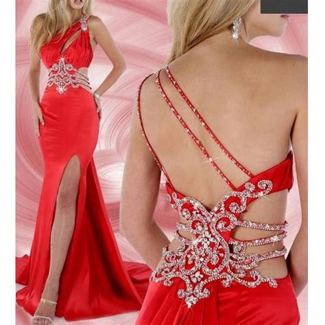 Sexy Red One Shoulder Long Evening Dress 2017 Shiny Crystal Beading