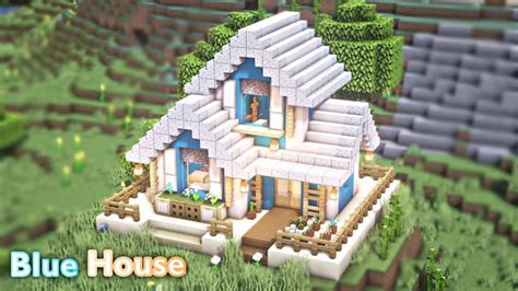 Minecraft How To Build An Aesthetic Blue House In 2024 Cute Minecraft Houses Minecraft