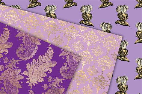 Purple And Gold Princess Digital Paper By Digital Curio TheHungryJPEG