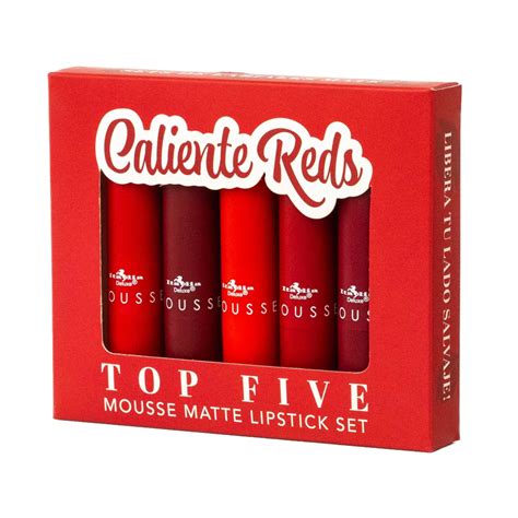 Labiales Caliente Reds Mate Mousse Top Five Set 5 Italia Deluxe