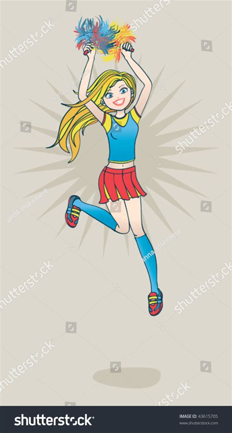 Cheerleader Jump. Cute Cheerleader Jumping High. Stock Vector ...