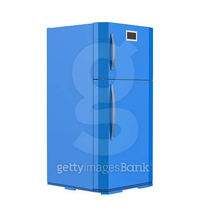 Blue New Fridge Isolated On White