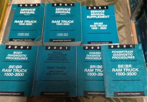 2001 Dodge Ram Truck 1500 2500 3500 Service Shop Repair Manual Set Factory 01 2 Volume Set