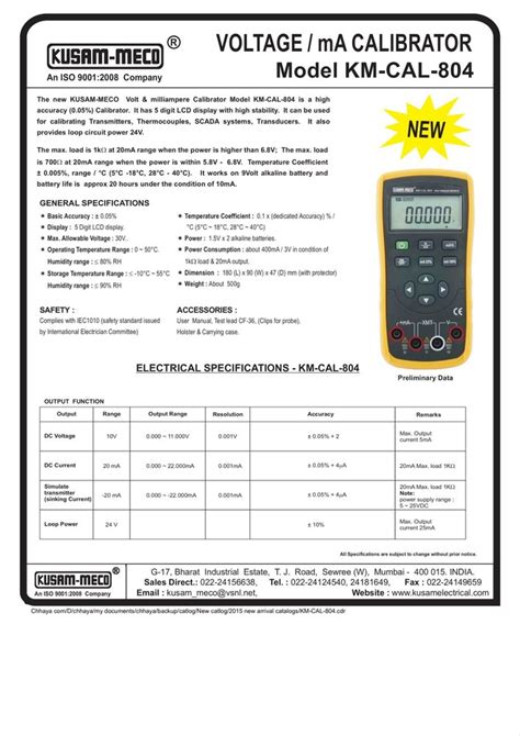 Kusam Meco Voltage And Current Calibrator For Industrial Model Model