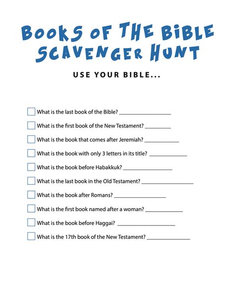 FREE Books Of The Bible Scavenger Hunt Worksheets Library