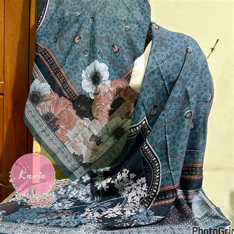 Jual Biru Katalog Voal Motif Jilbab Motif Blue Series Denim Biru