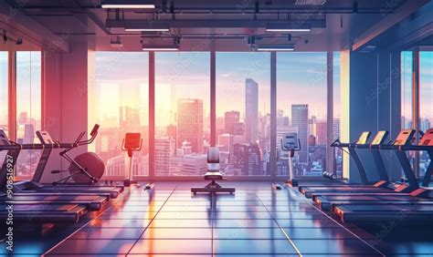 Fitness Center Gym Interior Design With Daylight Big Window Center City