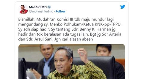 Mahfud Md Minta Komisi Iii Dpr Jangan Kabur Saat Rapat Klarifikasi