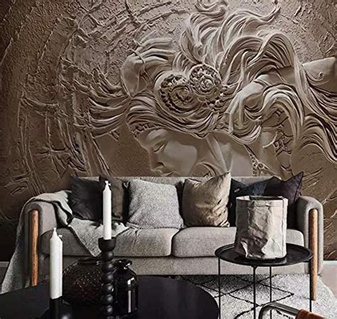 3d Embossed Cement Female Wallpaper Sculpture Art Wall Murals For