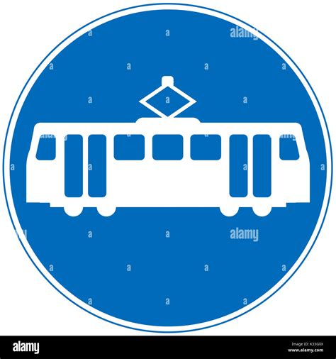 Trams only road sign on white background Stock Photo - Alamy
