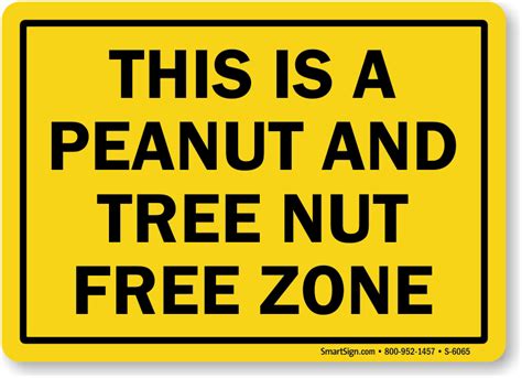 Peanut Allergy Warning Signs Nut Free Zone Signs