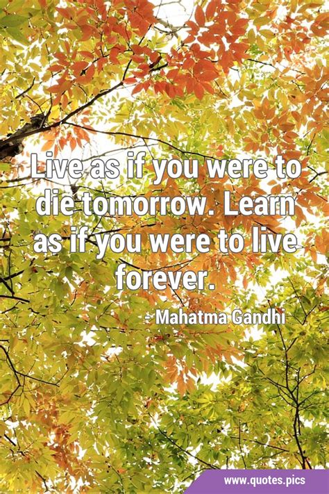 Live as if you were to die tomorrow. Learn as if you were to live forever.