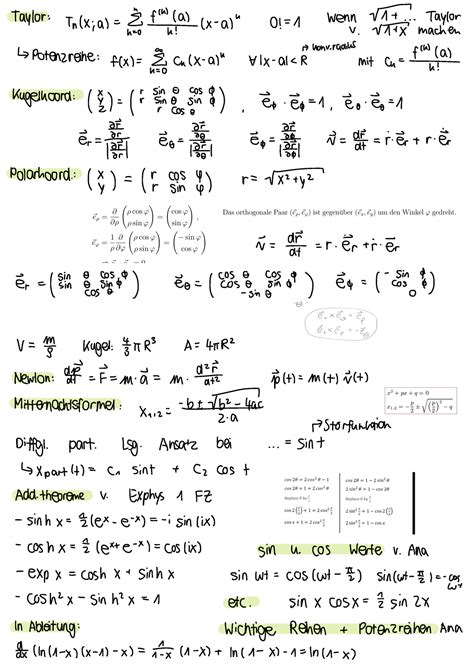 Formelsammlung Theoretische Physik Ta Y L O R Tn X I A L A