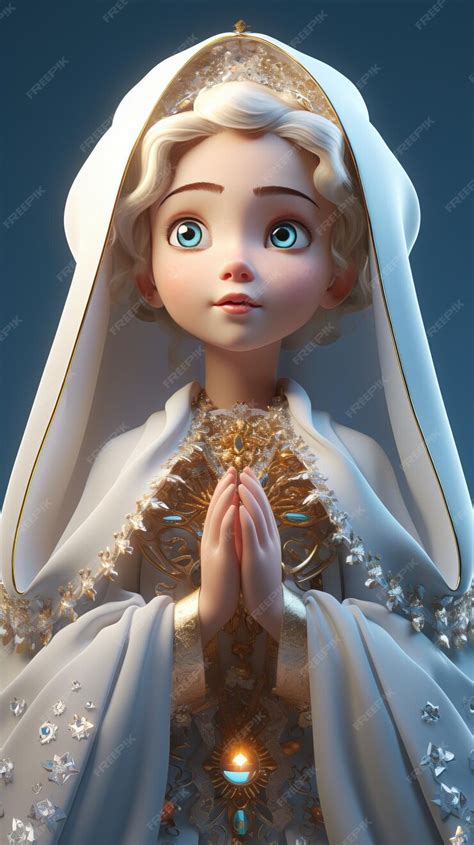 Premium Ai Image Cute Mother Mary In 3d Render