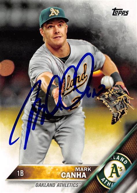 Mark Canha Autographed Baseball Card Oakland Athletics Topps