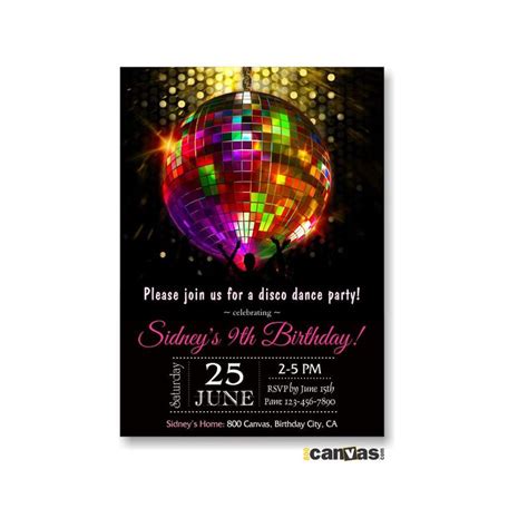 Disco Party Invitations Disco Ball Invites Dance | Etsy | Dance party ...